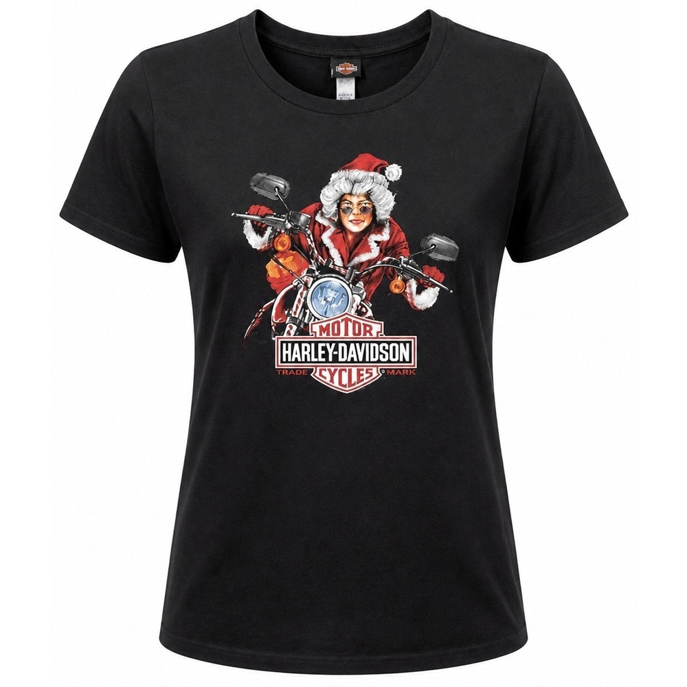 Harley Davidson T-Shirt Womens 3XL Christmas Mrs Claus Black Graphic Regular2023